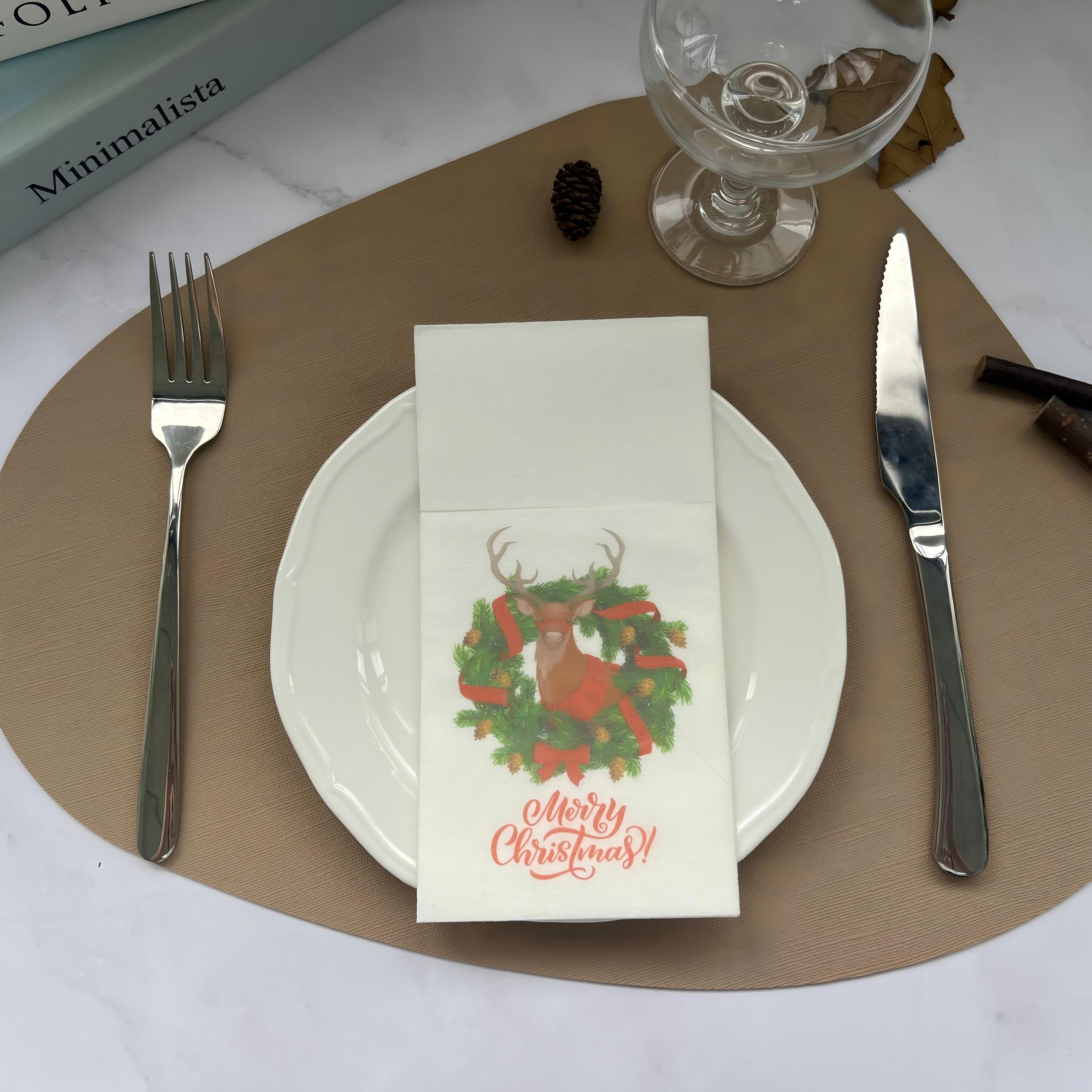 Sretan Božić prilagođeni dizajn tiska za večeru Airlaid salvete